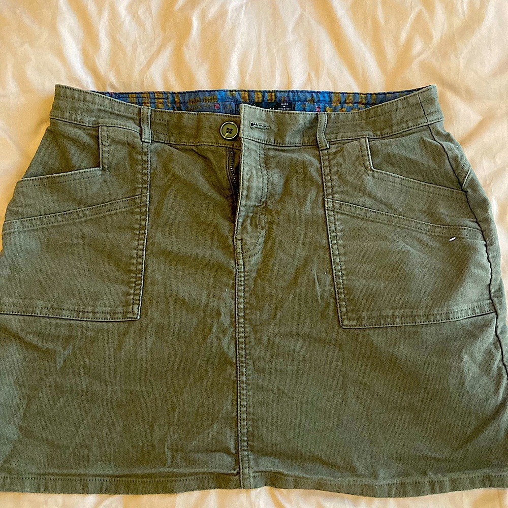 Prana Green Corduroy Mini Skirt